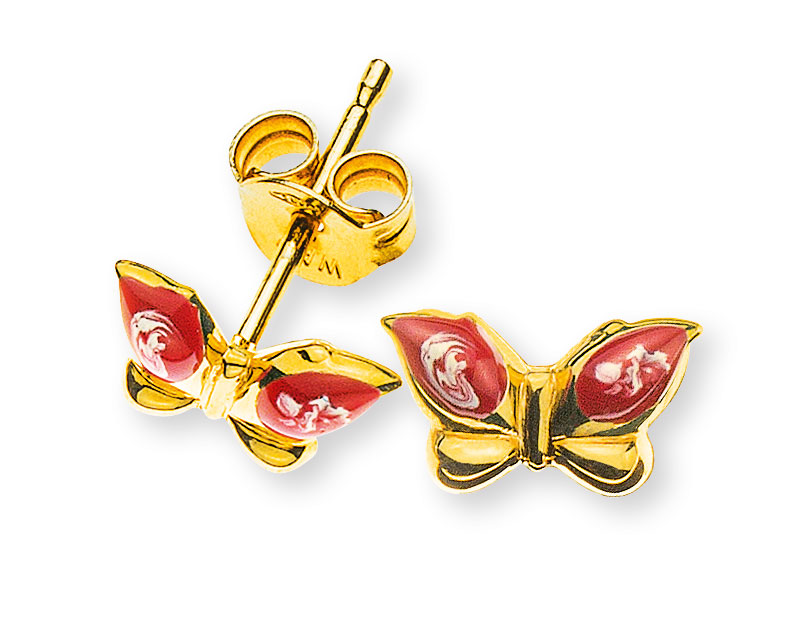AURONOS Prestige Stud Earrings 18K Yellow Gold Butterfly
