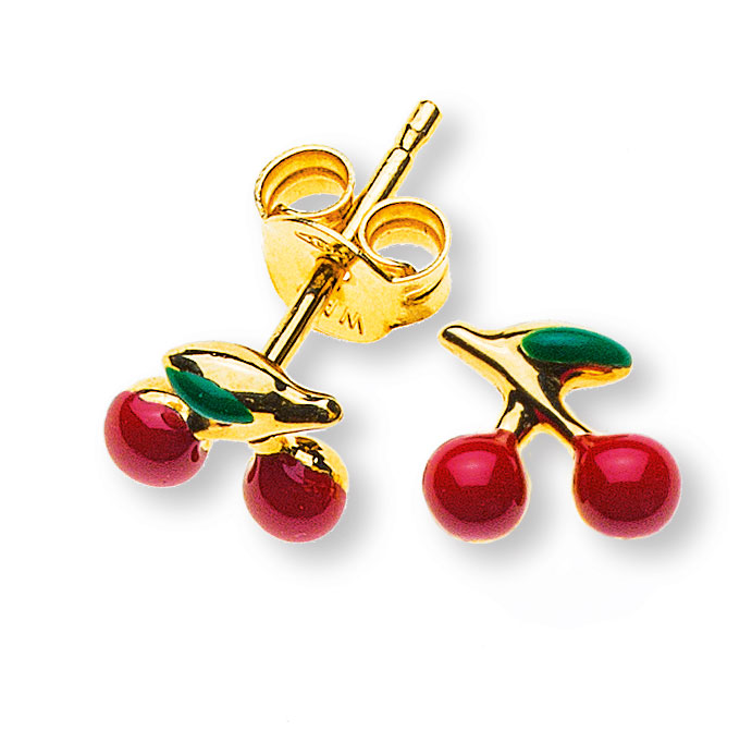 AURONOS Prestige Stud Earrings 18K Yellow Gold Cherry