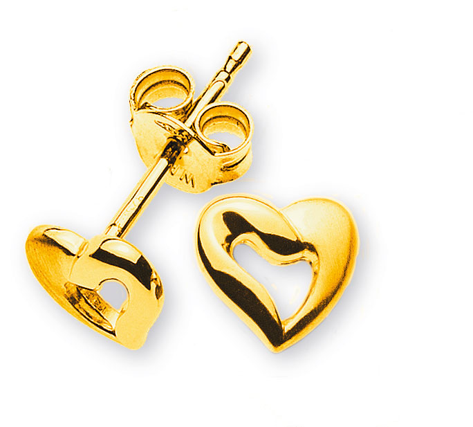 AURONOS Prestige Stud Earrings 18K Yellow Gold Heart