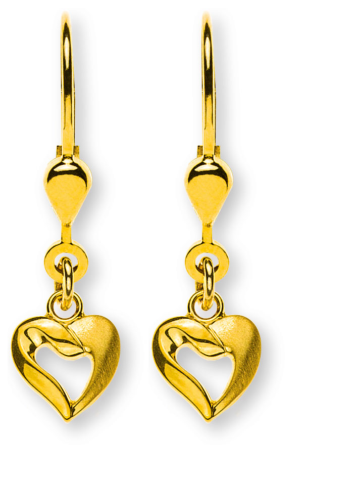 AURONOS Prestige Boucles d'oreilles or jaune 18 carats, cœur