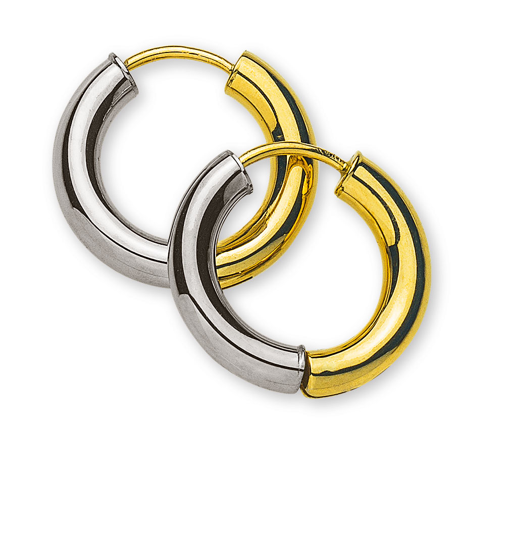 AURONOS Prestige Creoles 18K Yellow and White Gold Ø 16mm