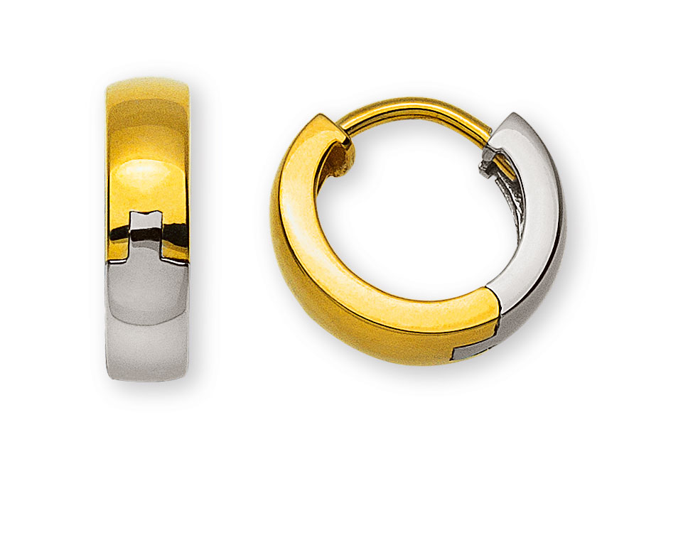 AURONOS Prestige Créoles en or jaune et blanc 18 carats Ø 12.5mm