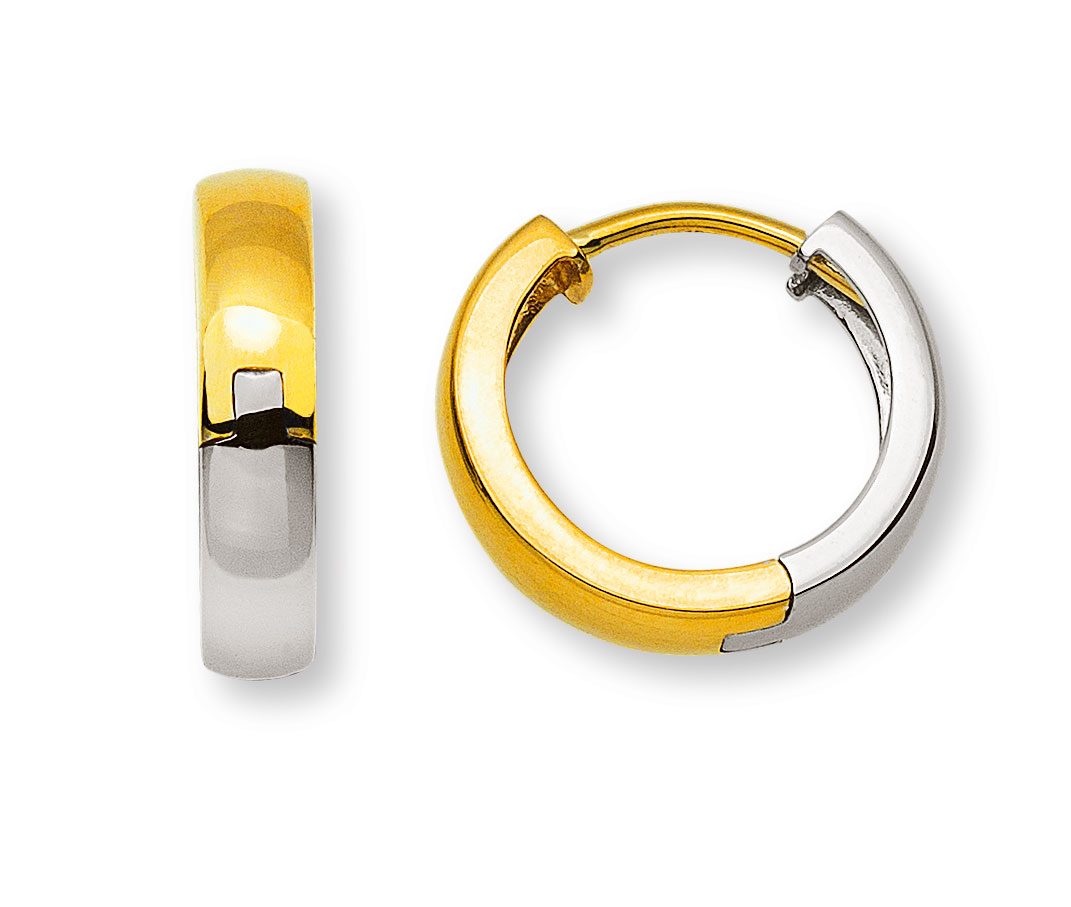 AURONOS Prestige Créoles en or jaune et blanc 18 carats Ø 15mm