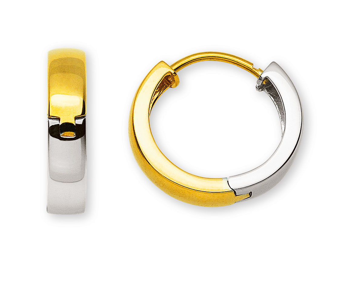AURONOS Prestige Créoles en or jaune et blanc 18 carats Ø 16.7mm