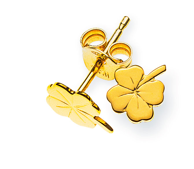 AURONOS Style Clou d'oreille en or jaune 9 carats Trèfle à quatre feuilles