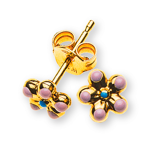 AURONOS Style Clou d'oreille fleur en or jaune 9 carats