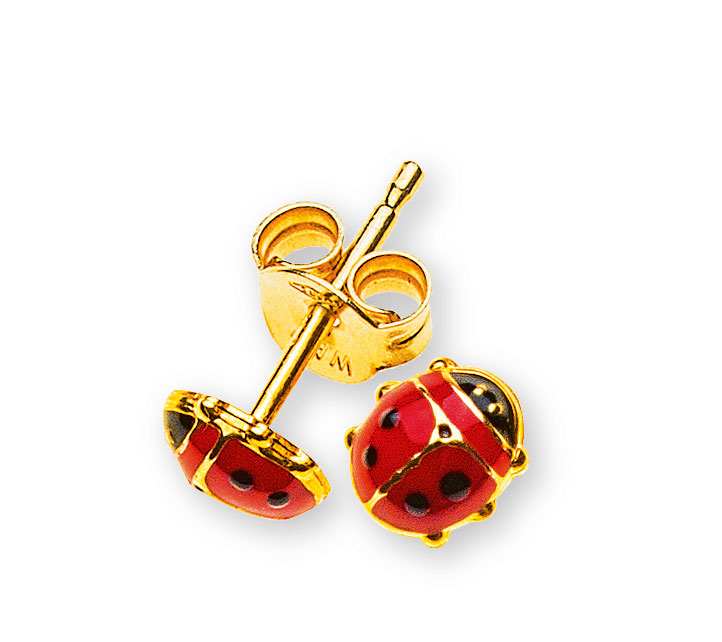 AURONOS Style Stud Earrings 9K Yellow Gold Ladybird