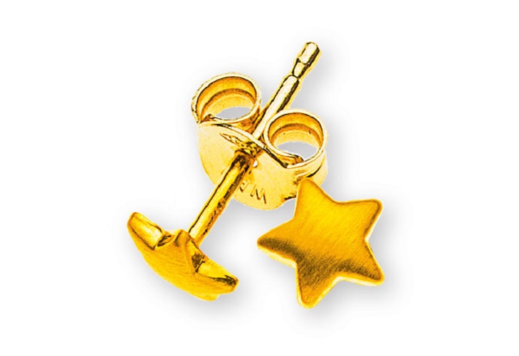 AURONOS Style Stud Earrings 9K Yellow Gold Star