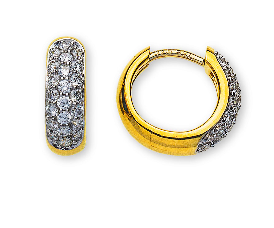 AURONOS Prestige Créoles en diamant en or jaune 18 carats Ø12mm 0.48ct.