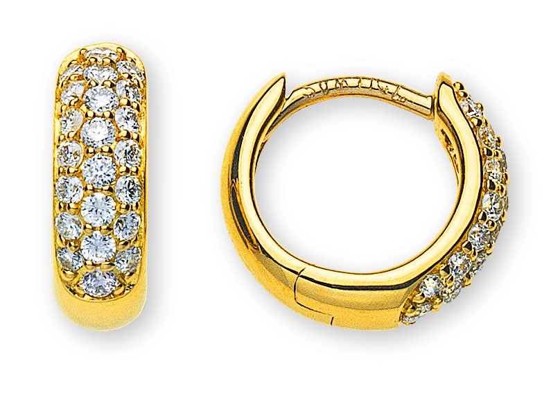 AURONOS Prestige Créoles en diamant en or jaune 18 carats Ø 11mm 0.36ct.