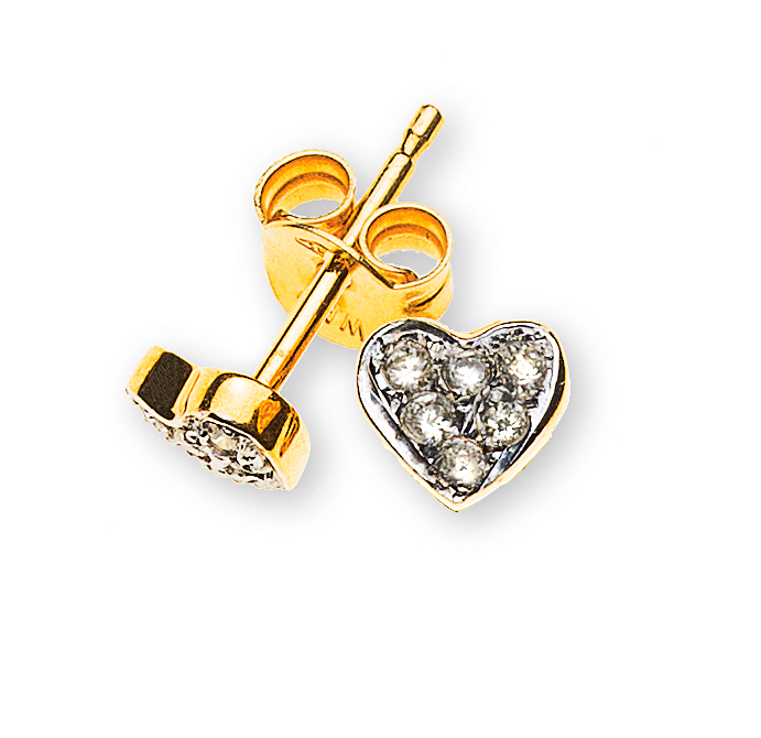 AURONOS Prestige Boucles d'oreilles diamants or jaune 18 carats 0.12ct.