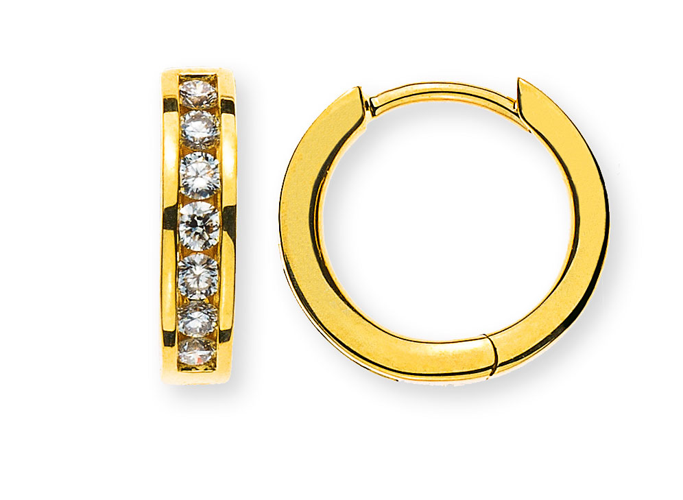 AURONOS Prestige Créoles en diamant en or jaune 18K Ø 12.5mm 0.30ct.