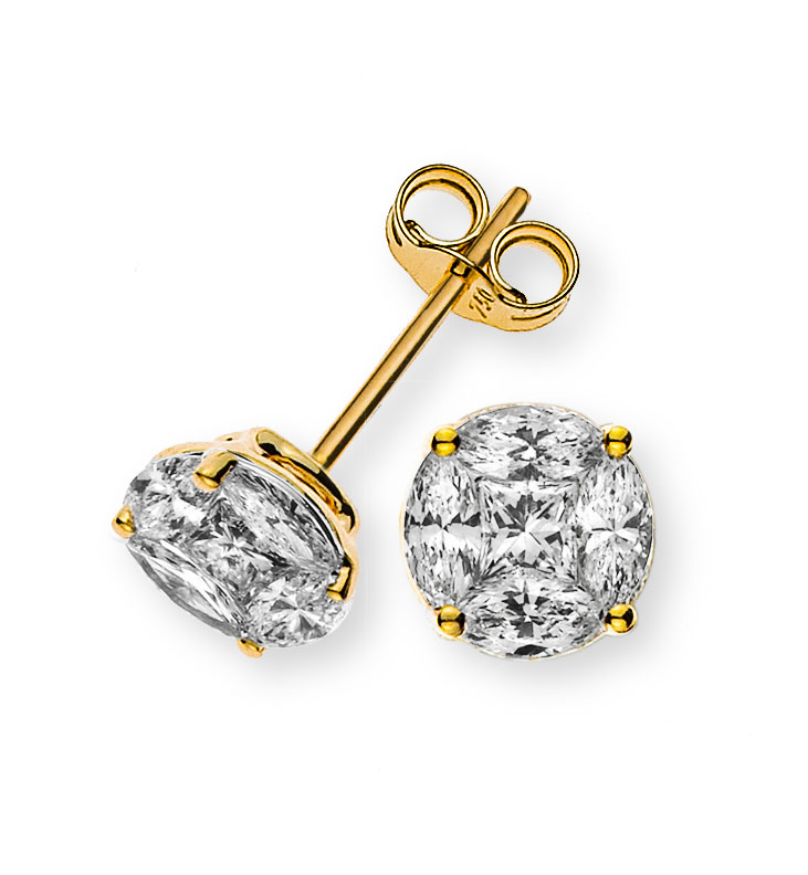 AURONOS Prestige Boucles d'oreilles diamants or jaune 18 carats 0.40ct