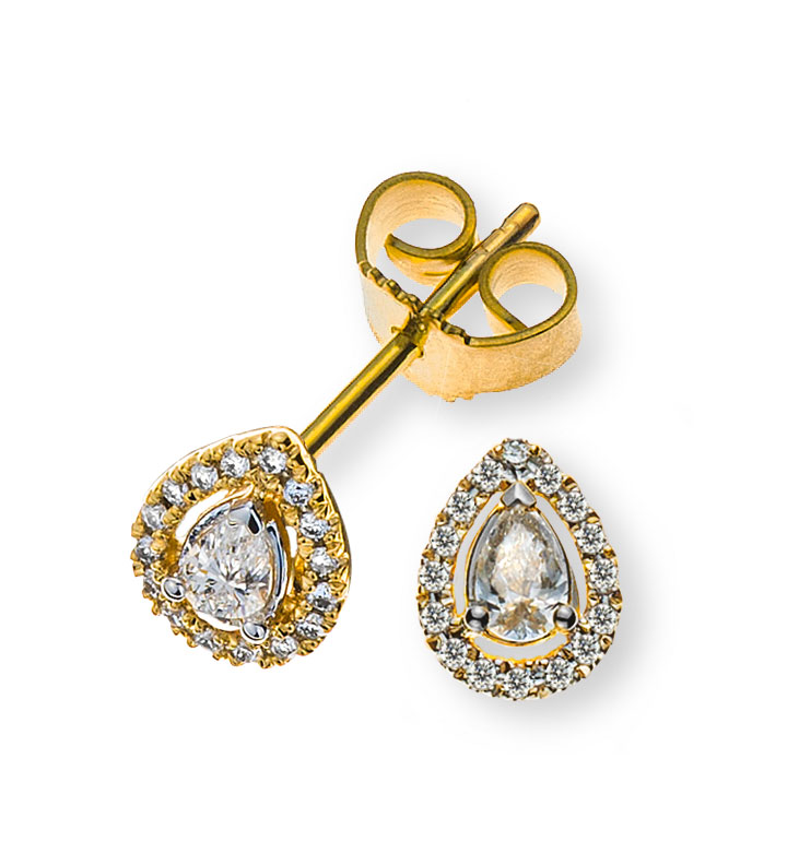 AURONOS Prestige Boucles d'oreilles diamants or jaune 18 carats 0.09 ct.