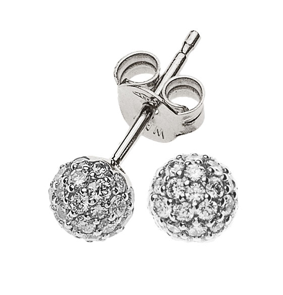 AURONOS Prestige Diamond Stud Earrings 18K White Gold Ball 0.47ct