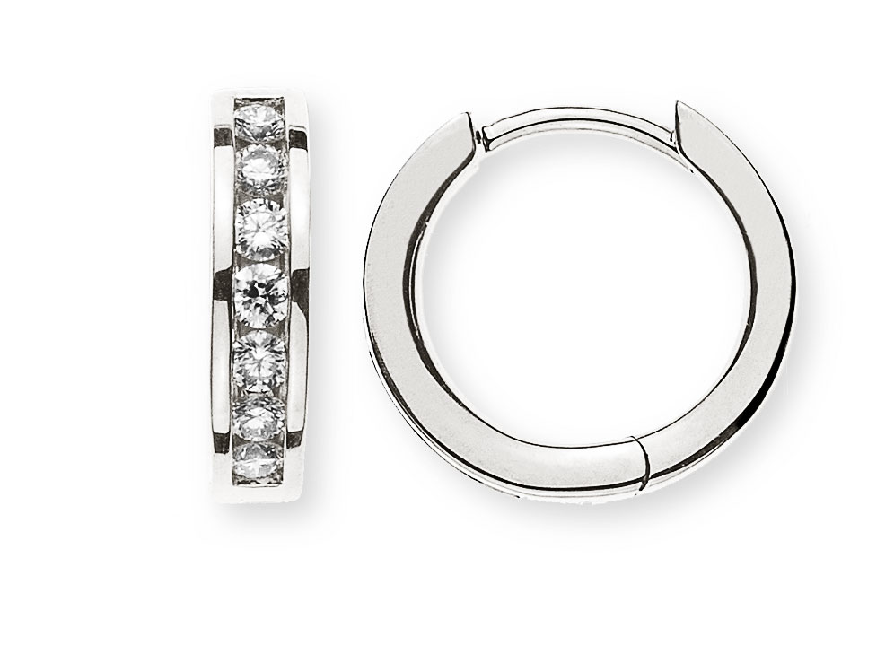 AURONOS Prestige Créoles en diamant en or blanc 18 carats 0.29ct