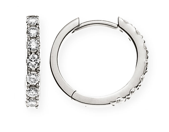 AURONOS Prestige Créoles en diamant en or blanc 18 carats Ø 12mm 0.25ct