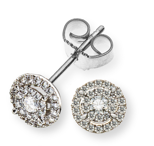 AURONOS Prestige Boucles d'oreilles diamants or blanc 18 carats 0.24ct