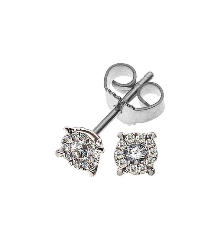 AURONOS Prestige Clous d'oreille en diamant en or blanc 18 carats 0.07ct