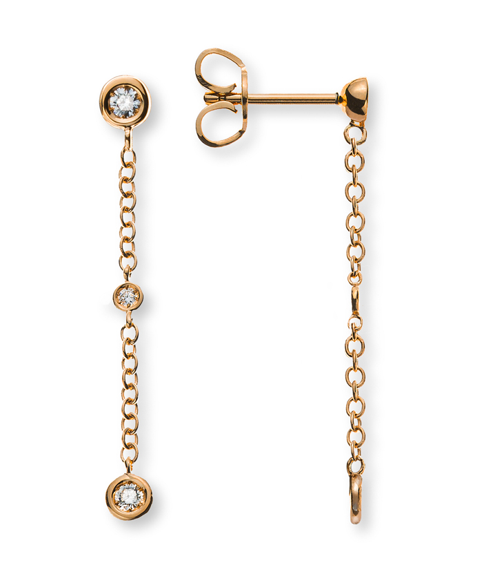 AURONOS Prestige Diamond Earrings 18K Rose Gold 0.16ct