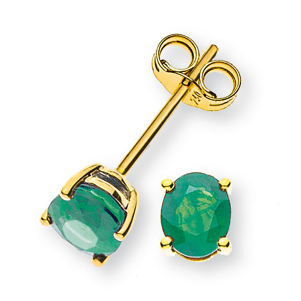 AURONOS Prestige Stud Earrings 18K Yellow Gold Emerald 0.61ct