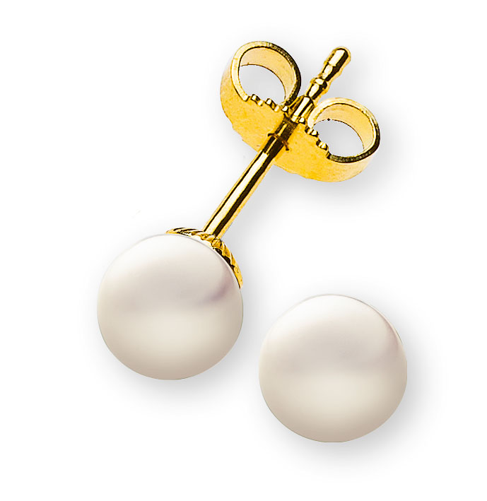AURONOS Prestige Boucles d'oreilles en perles en or jaune 18 carats 6mm