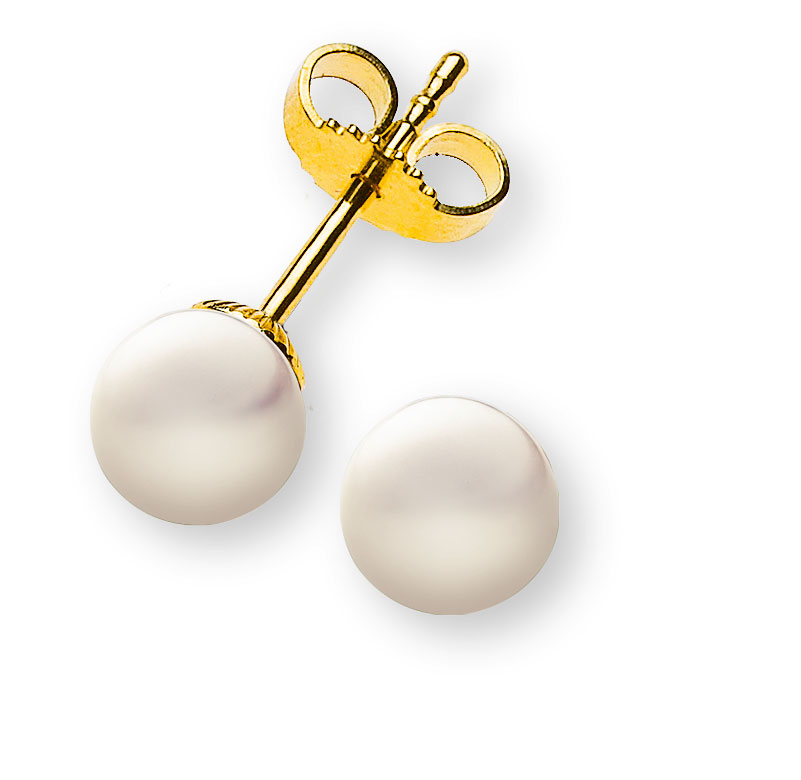 AURONOS Prestige Boucles d'oreilles en perles en or jaune 18 carats 6.5mm