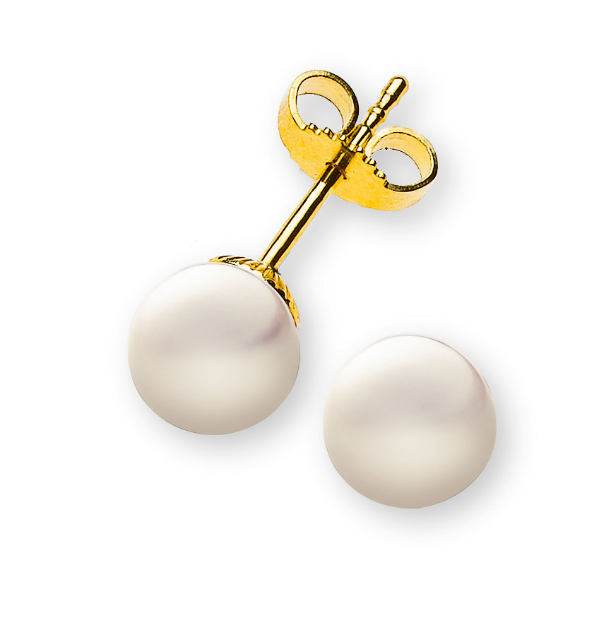 AURONOS Prestige Boucles d'oreilles en perles en or jaune 18 carats 7mm