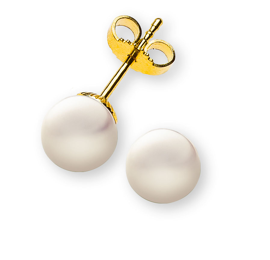 AURONOS Prestige Boucles d'oreilles en perles en or jaune 18 carats 7.5mm