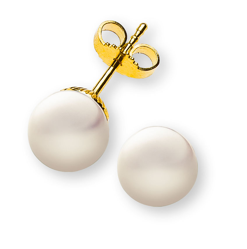 AURONOS Prestige Boucles d'oreilles en perles en or jaune 18 carats 8 mm
