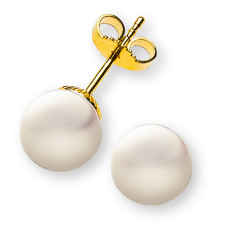 AURONOS Prestige Boucles d'oreilles en perles en or jaune 18 carats 8.5mm