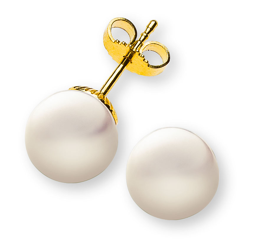 AURONOS Prestige Boucles d'oreilles en perles en or jaune 18 carats 9 mm