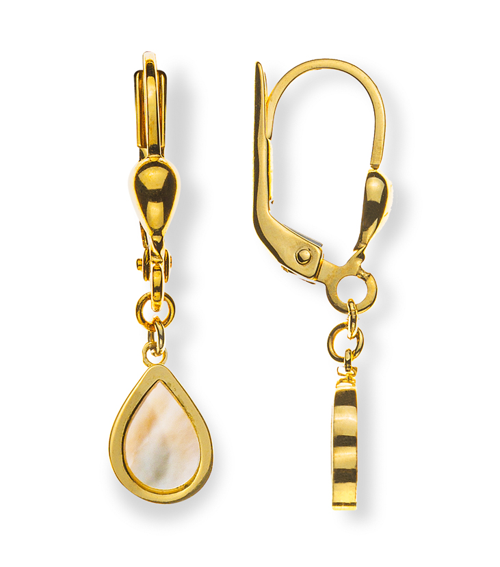 AURONOS Prestige Earrings 18K Yellow Gold Mother-of-Pearl Drops