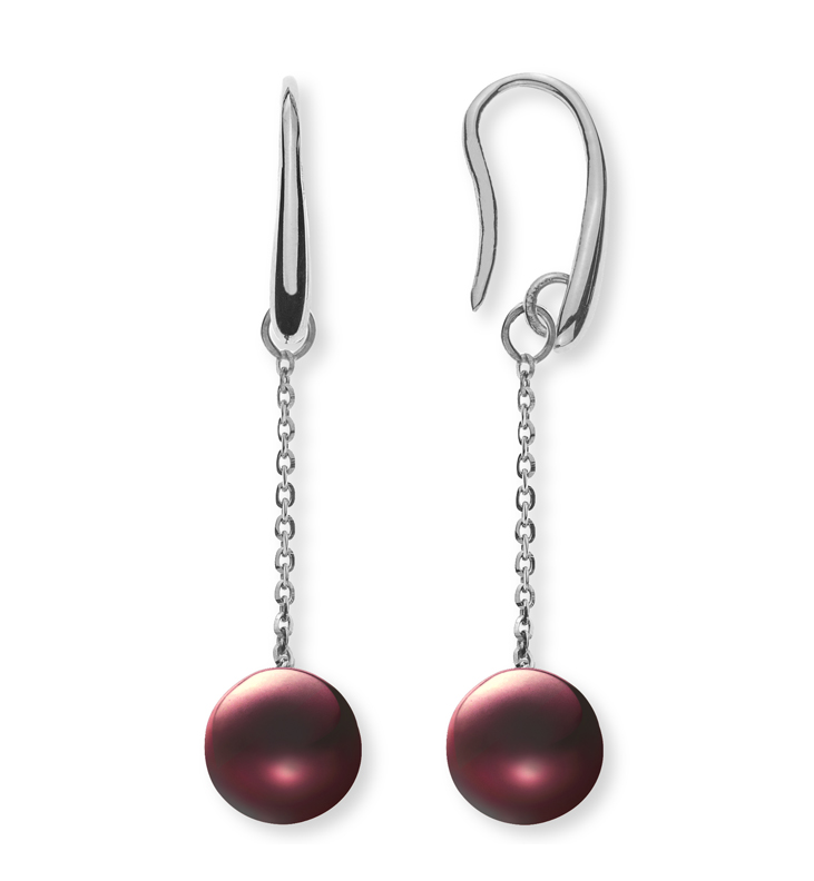 AURONOS Prestige Boucles d'oreilles en perles or blanc 18K Perles noires  d'Akoya 8.5mm
