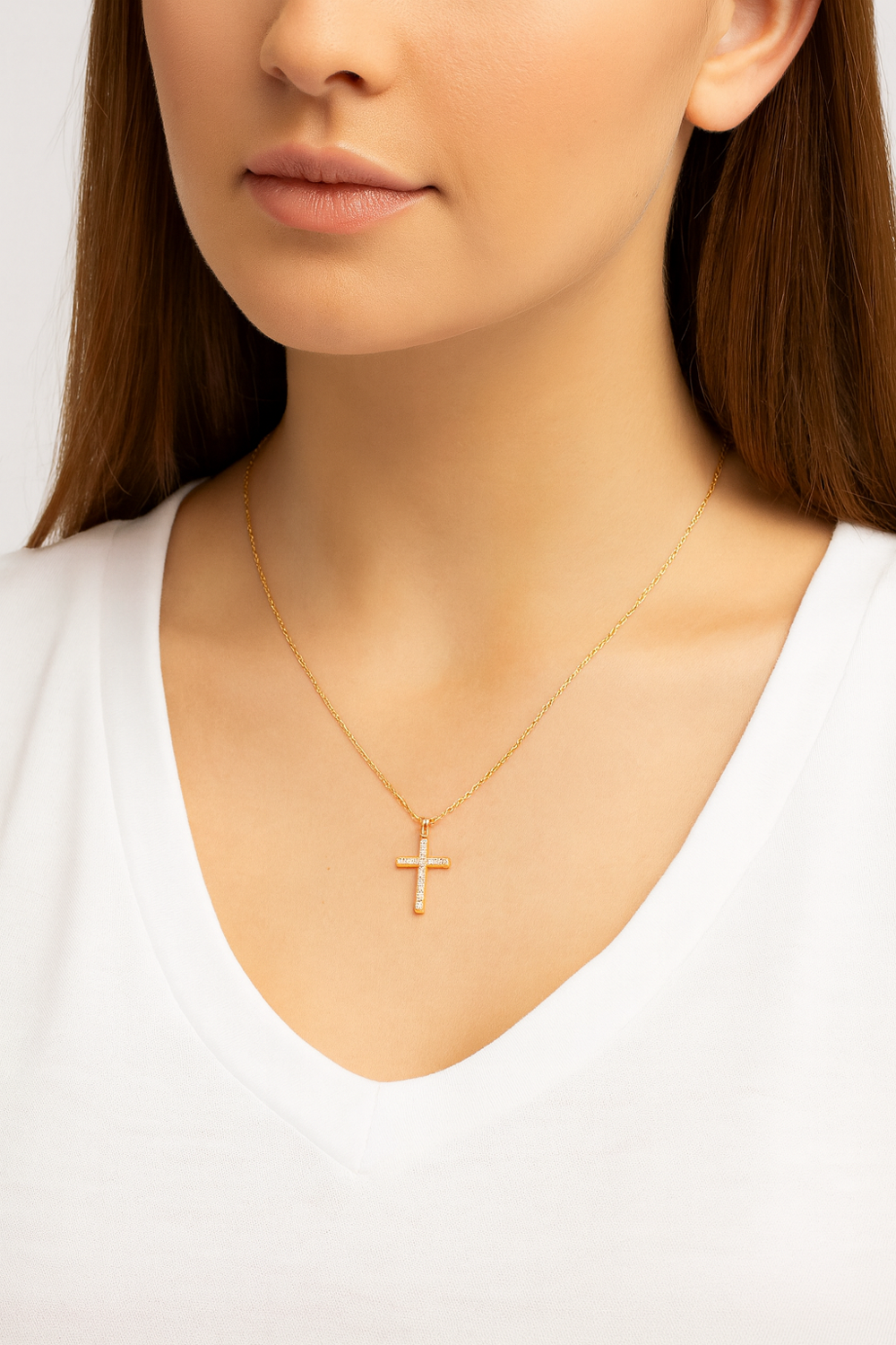 Engelsrufer Full of Faith Halskette Kreuz 925 Silber vergoldet Zirkonia