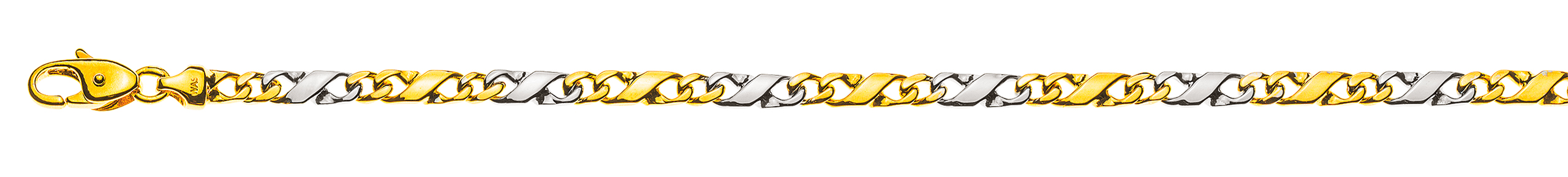 AURONOS Prestige Bracelet Carrera or jaune/blanc 18 carats 19cm 4mm