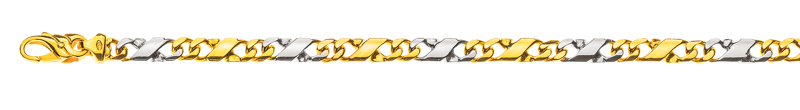 AURONOS Prestige Bracelet Carrera or jaune/blanc 18 carats 19cm 5mm