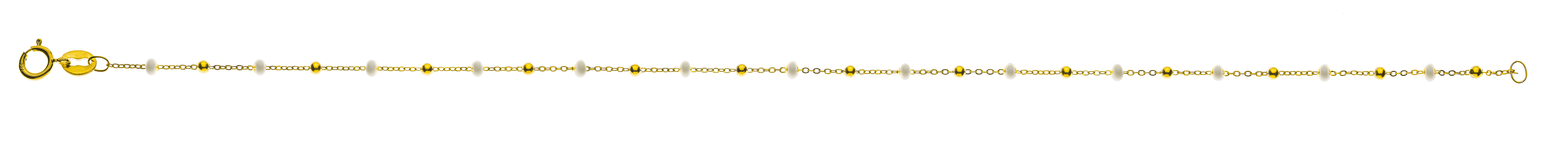 AURONOS Prestige Bracelet Mirror Anchor 18K Yellow Gold Enamel White 19cm