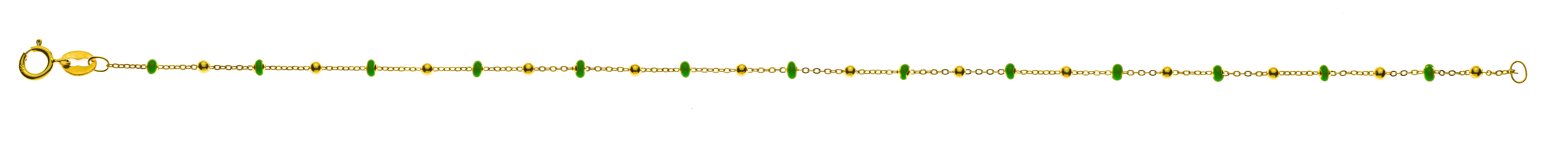 AURONOS Prestige Bracelet Mirror Anchor 18K Yellow Gold Enamel Green 19cm