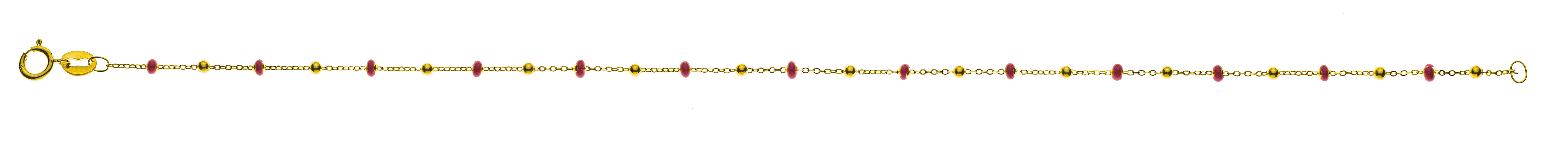 AURONOS Prestige Bracelet ancre miroir or jaune 18K émail rose 19cm