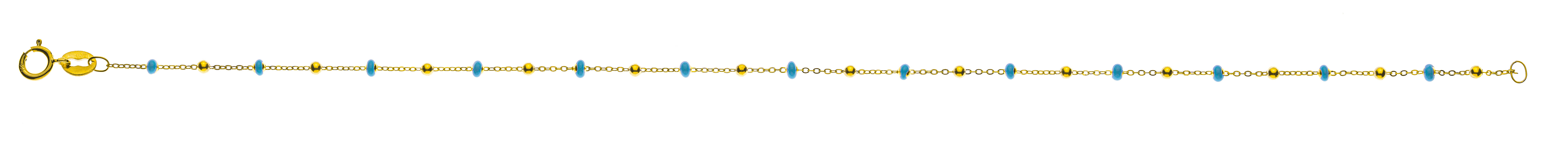 AURONOS Prestige Bracelet mirror anchor 18K yellow gold enamel light blue 19cm