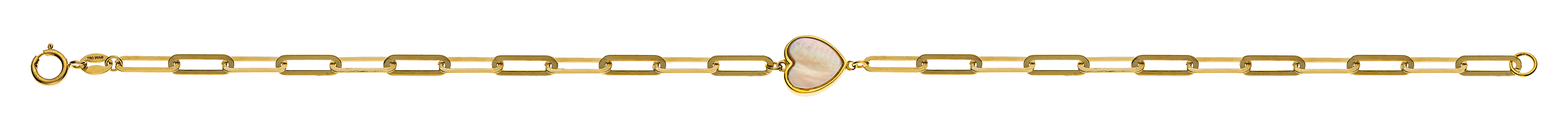 AURONOS Prestige Bracelet Anchor Oval 18K Yellow Gold Mother of Pearl 19cm