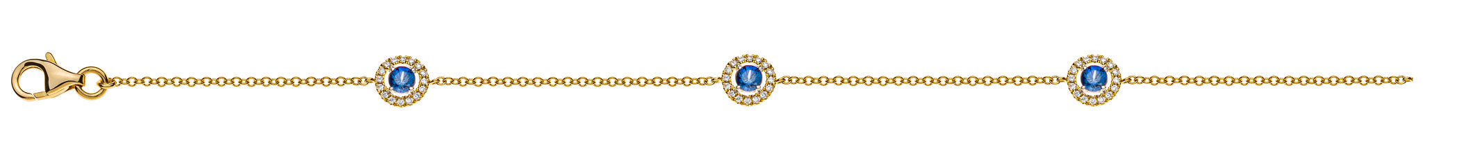 AURONOS Prestige Bracelet 18K Yellow Gold Sapphire Diamond 19cm