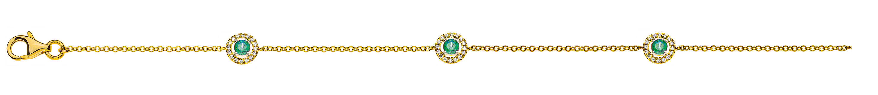 AURONOS Prestige Bracelet 18K Yellow Gold Emerald Diamond 19cm