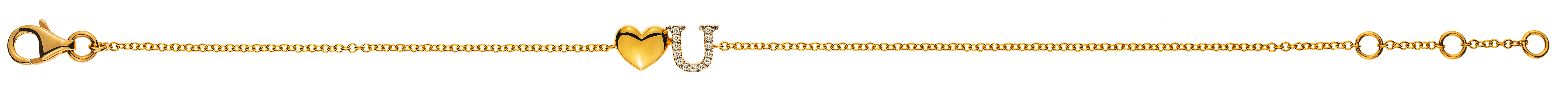 AURONOS Prestige Bracelet "Heart U" or jaune 18 carats diamants 0.04ct 19cm