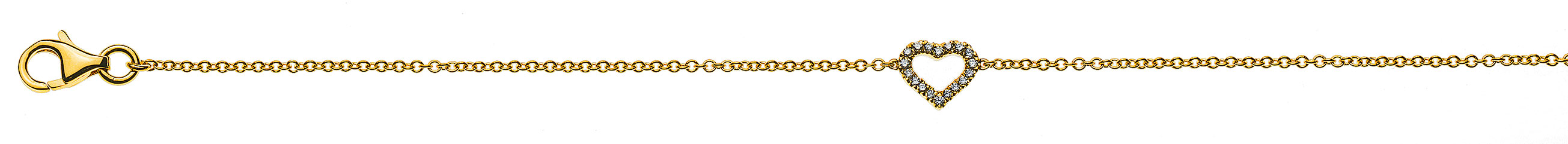 AURONOS Prestige Bracelet "Cœur" or jaune 18K diamants 0.06ct 19cm