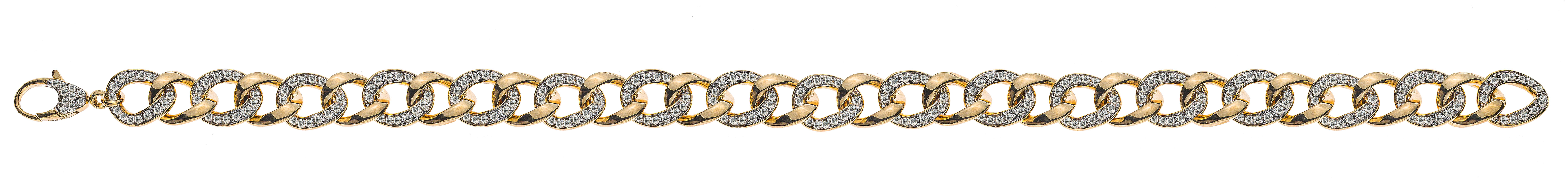 AURONOS Prestige Bracelet panzer or jaune 18 carats 282 diamants 1.09ct 19cm