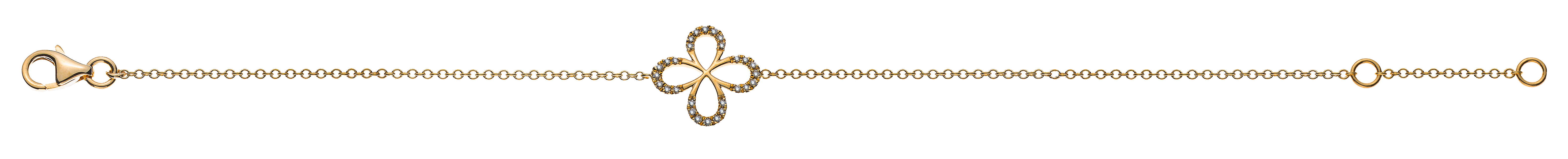 AURONOS Prestige Bracelet Round Anchor 18K Yellow Gold Diamonds 0.09ct 19cm