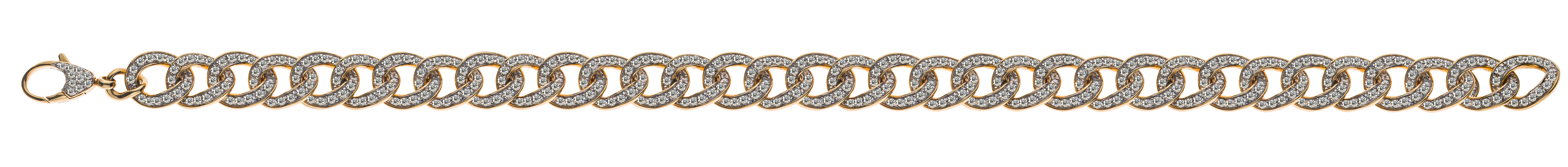 AURONOS Prestige Bracelet Panzer 18K Yellow Gold 570 Diamonds 2.03ct 19cm