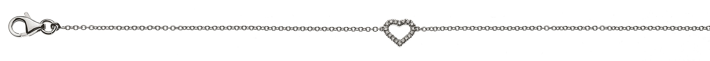 AURONOS Prestige Bracelet "Cœur" or blanc 18K diamants 0.06ct 19cm